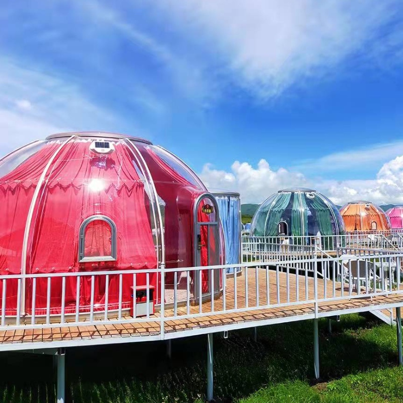 5.3+2.1 Meter Luxus-transparentes Kuppelzelt geodätisches Camping-Kuppelzelt im Freien für Resorthotel, Camping, Aktivitäten im Freien