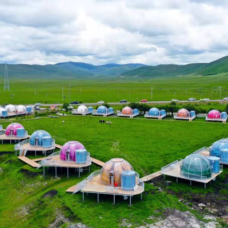 5.3+2.1 Meter Luxus-transparentes Kuppelzelt geodätisches Camping-Kuppelzelt im Freien für Resorthotel, Camping, Aktivitäten im Freien
