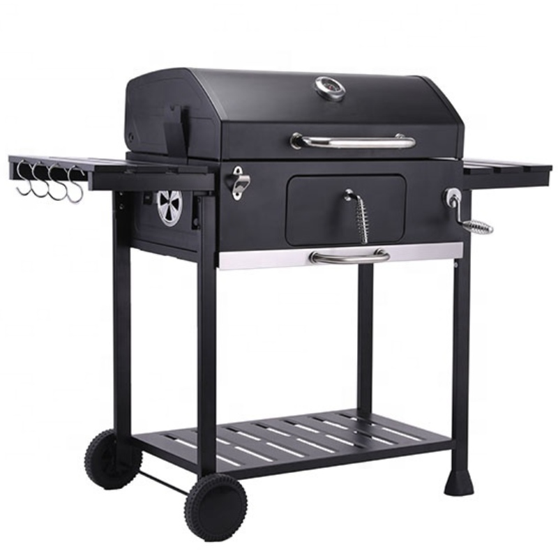 Moderner kommerzieller großer tragbarer Holzkohlegrill-Garten-Partygrill im Freien mit Regalen