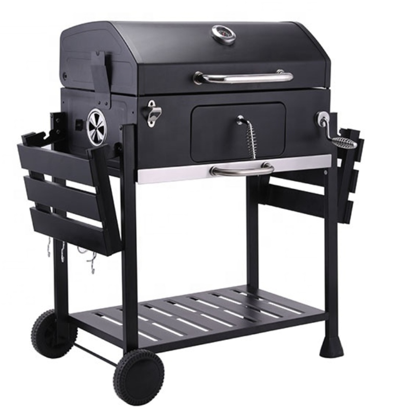 Moderner kommerzieller großer tragbarer Holzkohlegrill-Garten-Partygrill im Freien mit Regalen