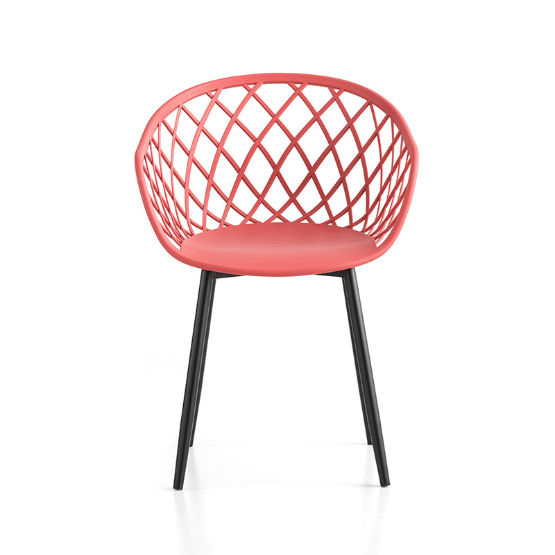 Moderne Outdoor -Möbel PP Plastik Metallic Rahmen Chases Plastique Sessel rote Gartenstühle