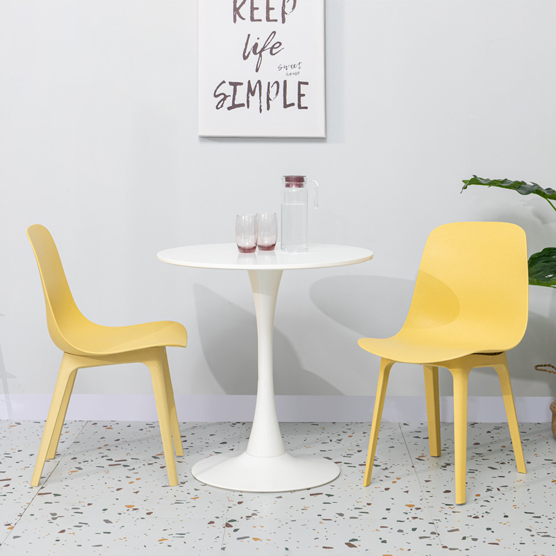 Fabrik Großhandel Moderne Kunststoff Farbige Stuhl Armlose Feste Rückenlehne Einfache Lounge Kunststoff Esszimmer Stuhl